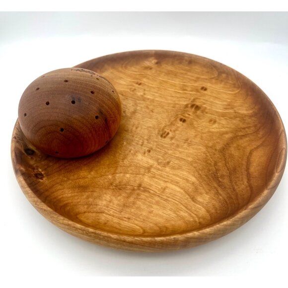 Vintage House of Myrtlewood Appetizer Cheese Serving Tray Toothpick Holder 8"D - Picture 7 of 8